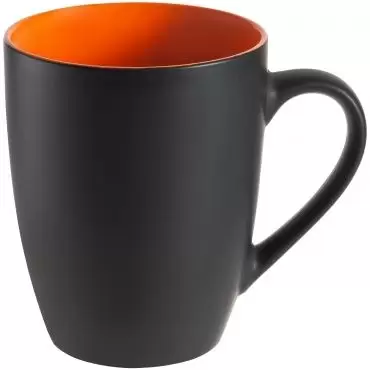 Кружка матовая , черная с оранжевым арт.Р10735.32